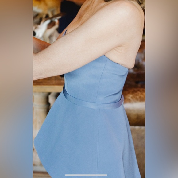 Romona Keveza Light Blue Strapless Mother of the Bride Gown Maxi Dress size 4 - Picture 3 of 9